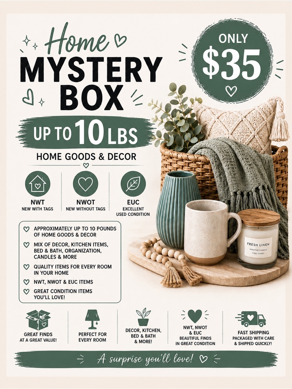Home Mystery Box up to 10 lb Bundle | Home Décor, Kitchen & More | NWT/NWOT/EUC